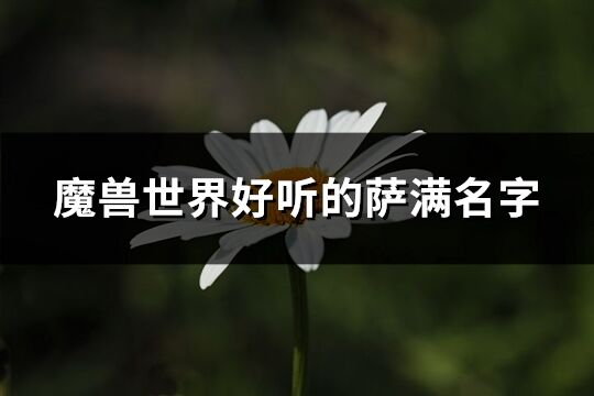 魔獸世界好聽的薩滿名字(共265個)