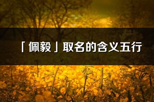 「佩毅」取名的含義五行_佩毅名字寓意解釋